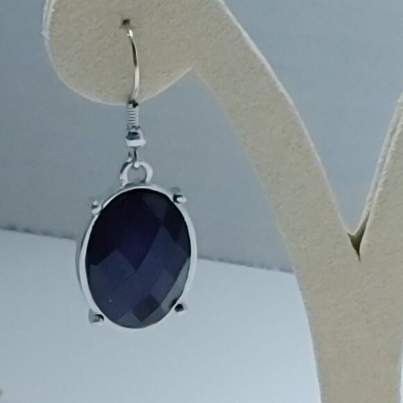5/$25 Blue stone silver tone Earrings - Picture 2 of 7